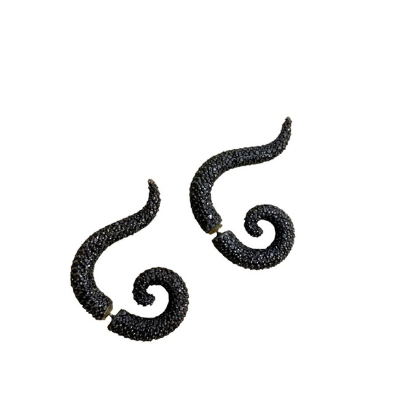 Earrings | Black Sparkles Stone Double Sided Earrings - Picture 1 of 8